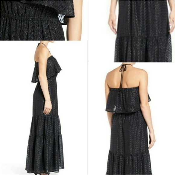 Michael Kors Halter Black Maxi Dress with Ruffle Size P - Picture 4 of 7